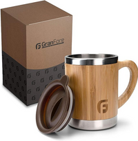 GranFore Kaffeebecher to go | 300ml Bambus Trinkbecher mit Deckel |