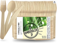BAMBOODLERS Einwegbesteck aus Holz | 100 % natürlich, umweltfreundlich, biologisch abbaubar