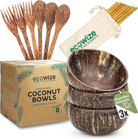 Hochwertige Kokosnuss Schale aus Vietnam | (3er Set) mit extra Löffeln
